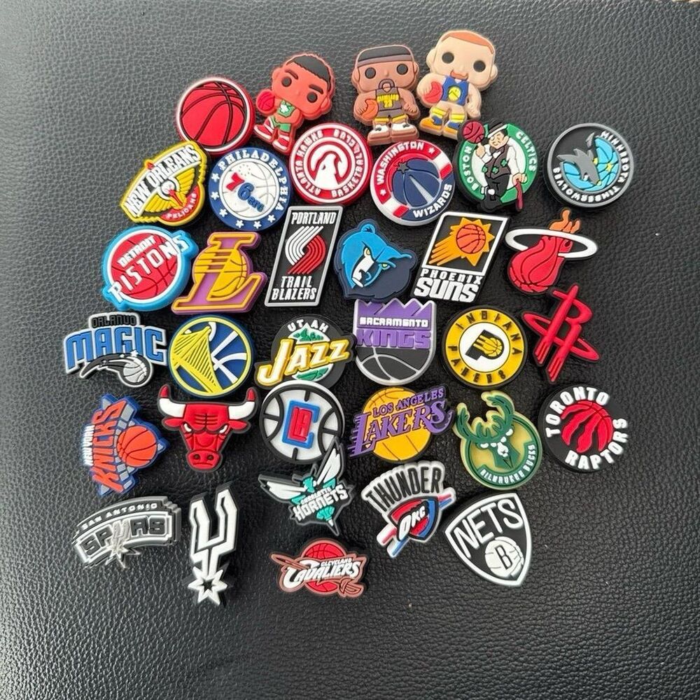 NBA Team Charms for Croc Shoes Sandals Lot of 34 Pieces